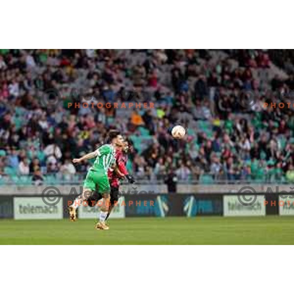 during Prva Liga Telemach 2022-2023 football match between Olimpija and Tabor Sezana in SRC Stozice, Ljubljana, Slovenia on April 2, 2023