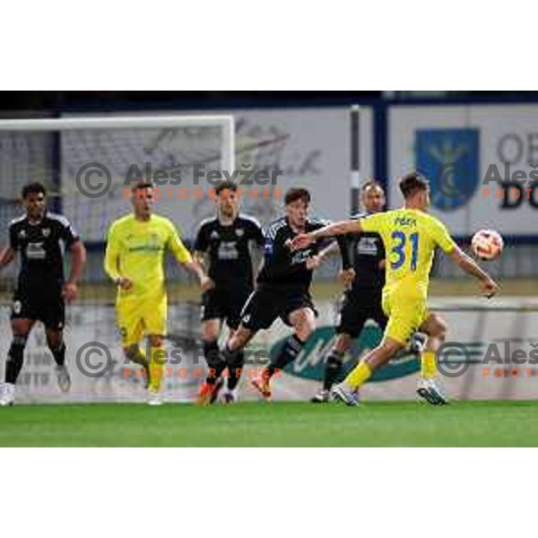 Jost Pisek in action during Prva Liga Telemach 2022-2023 football match between Domzale and Mura in Domzale, Slovenia on April 2, 2023