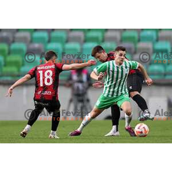 Anes Krdzalic in action during Prva Liga Telemach 2022-2023 football match between Olimpija and Tabor Sezana in SRC Stozice, Ljubljana, Slovenia on April 2, 2023