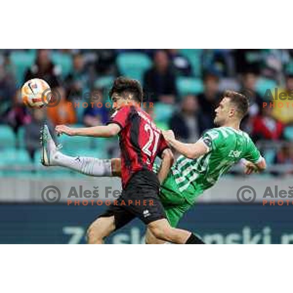 during Prva Liga Telemach 2022-2023 football match between Olimpija and Tabor Sezana in SRC Stozice, Ljubljana, Slovenia on April 2, 2023