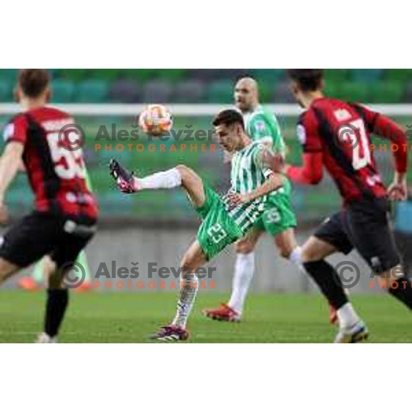 Anes Krdzalic in action during Prva Liga Telemach 2022-2023 football match between Olimpija and Tabor Sezana in SRC Stozice, Ljubljana, Slovenia on April 2, 2023