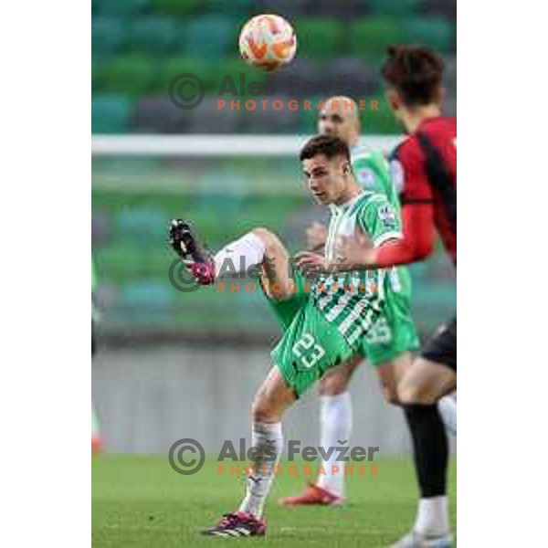 Anes Krdzalic in action during Prva Liga Telemach 2022-2023 football match between Olimpija and Tabor Sezana in SRC Stozice, Ljubljana, Slovenia on April 2, 2023