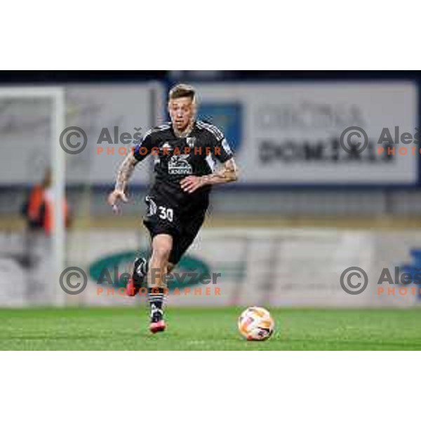 Martin Sroler in action during Prva Liga Telemach 2022-2023 football match between Domzale and Mura in Domzale, Slovenia on April 2, 2023