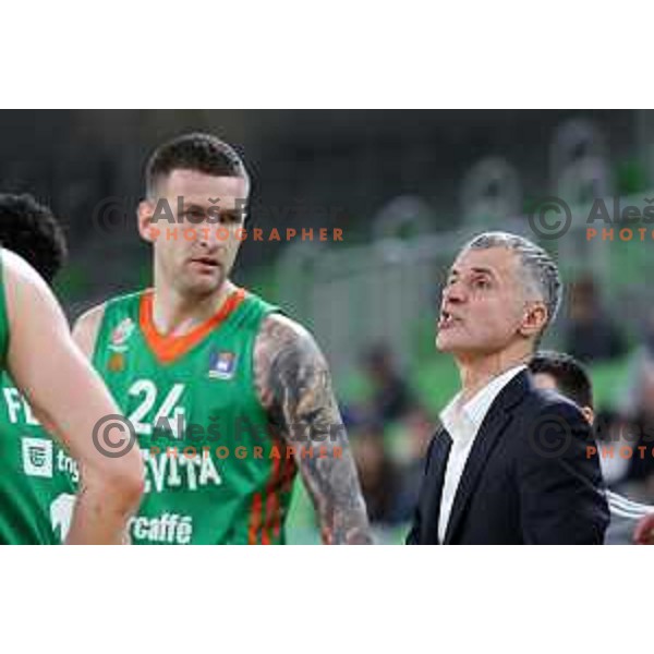 Alen Omic in action during ABA league 2022-2033 regular season match between Cedevita Olimpija and SC Derby in Ljubljana, Slovenia on April 4, 2023 