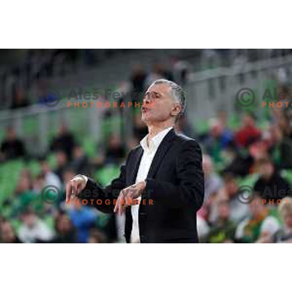 in action during ABA league 2022-2033 regular season match between Cedevita Olimpija and SC Derby in Ljubljana, Slovenia on April 4, 2023