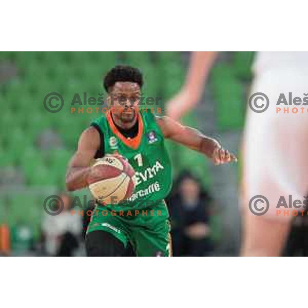 in action during ABA league 2022-2033 regular season match between Cedevita Olimpija and SC Derby in Ljubljana, Slovenia on April 4, 2023