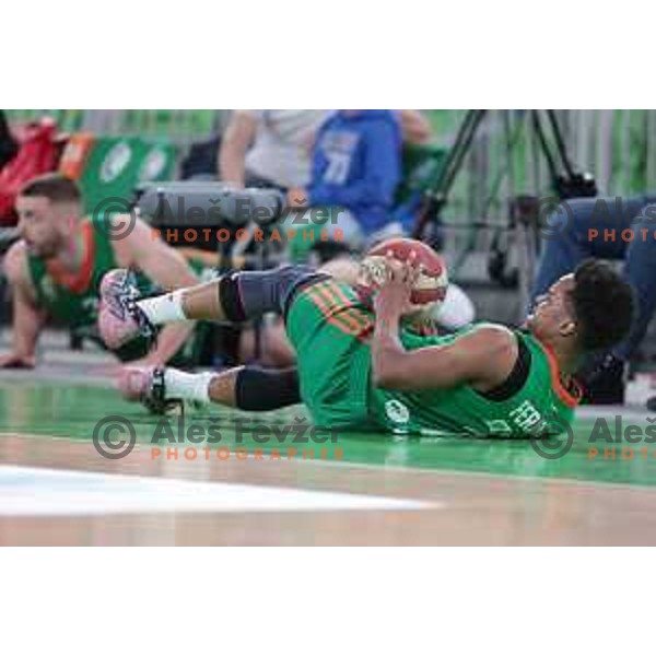 in action during ABA league 2022-2033 regular season match between Cedevita Olimpija and SC Derby in Ljubljana, Slovenia on April 4, 2023 