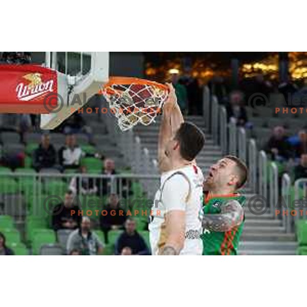 Alen Omic in action during ABA league 2022-2033 regular season match between Cedevita Olimpija and SC Derby in Ljubljana, Slovenia on April 4, 2023 