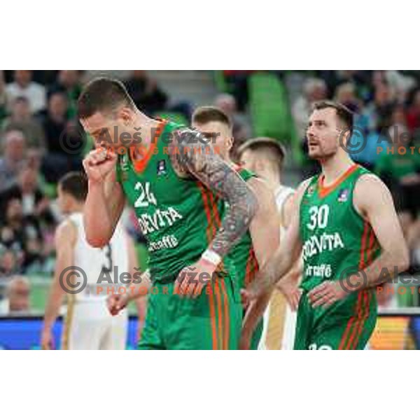 Alen Omic in action during ABA league 2022-2033 regular season match between Cedevita Olimpija and SC Derby in Ljubljana, Slovenia on April 4, 2023 