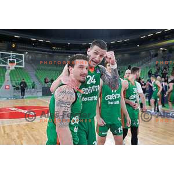 Alen Omic in action during ABA league 2022-2033 regular season match between Cedevita Olimpija and SC Derby in Ljubljana, Slovenia on April 4, 2023 