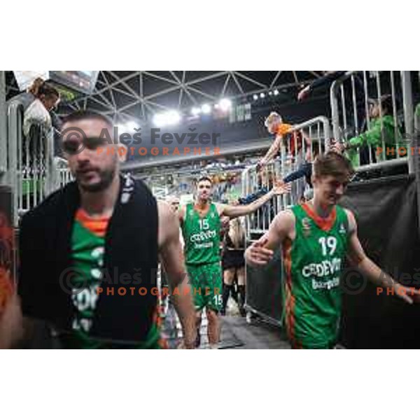 in action during ABA league 2022-2033 regular season match between Cedevita Olimpija and SC Derby in Ljubljana, Slovenia on April 4, 2023