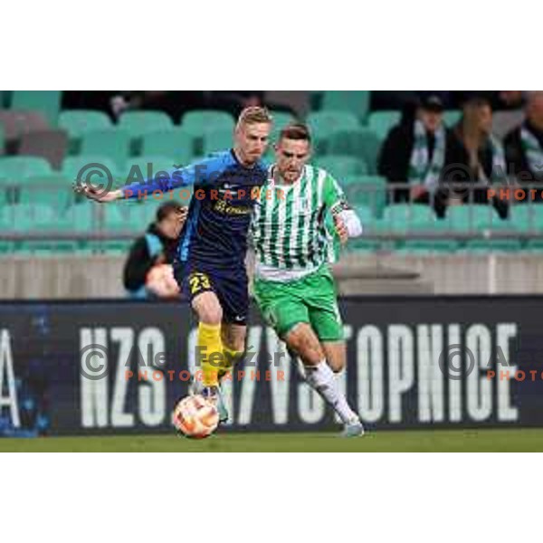 In action during quarter-final of Pivovarna Union Slovenian Cup football match between Olimpija and Celje in SRC Stozice, Ljubljana, Slovenia on April 6, 2023