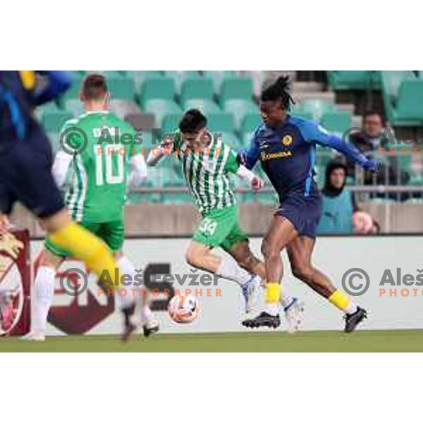 In action during quarter-final of Pivovarna Union Slovenian Cup football match between Olimpija and Celje in SRC Stozice, Ljubljana, Slovenia on April 6, 2023