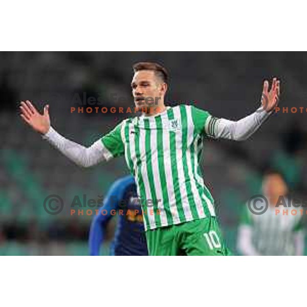 In action during quarter-final of Pivovarna Union Slovenian Cup football match between Olimpija and Celje in SRC Stozice, Ljubljana, Slovenia on April 6, 2023