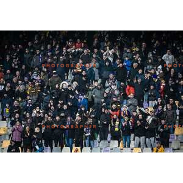 Fans of Maribor celebrating during Prva liga Telemach football match between Maribor and Koper in Ljudski vrt, Maribor, Slovenia on April 8, 2023. Photo: Jure Banfi