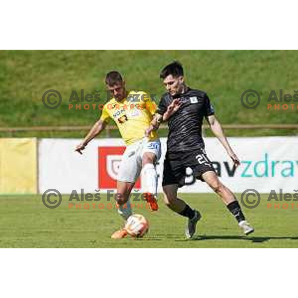 Almin Kurtovic in action during Prva Liga Telemach 2022-2023 football match between Bravo and Olimpija in Ljubljana, Slovenia on April 10, 2023 