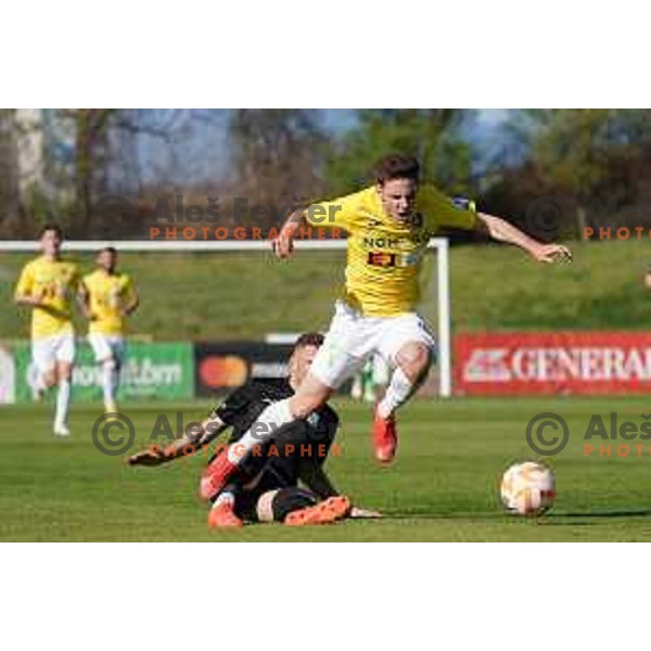 Tamar Svetlin in action during Prva Liga Telemach 2022-2023 football match between Bravo and Olimpija in Ljubljana, Slovenia on April 10, 2023 