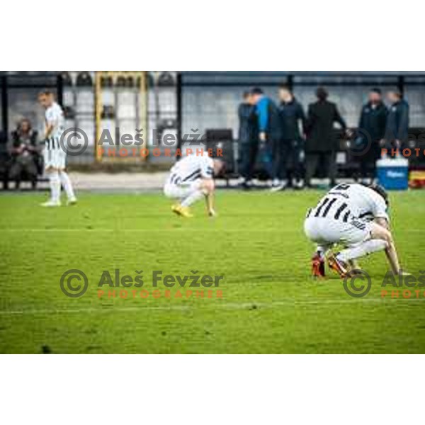 Players of Mura disappointed during Prva liga Telemach football match between Mura and Celje in Fazanerija, Murska Sobota, Slovenia on April 10, 2023. Photo: Jure Banfi