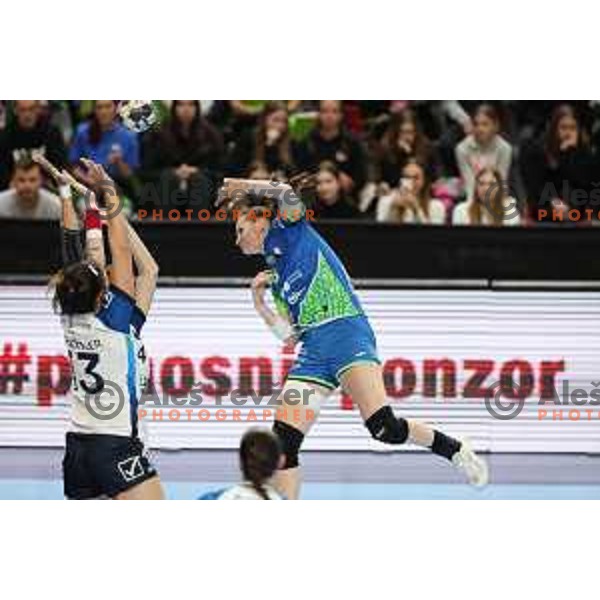 Ana Gros in action during World Cup 2023 Qualification match between Slovenia and Italy in Ljubljana, Slovenia on April 12, 2023 