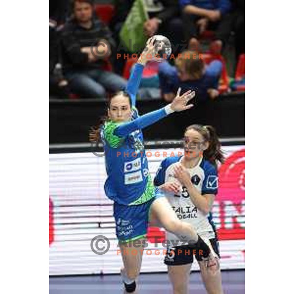 Tija Gomilar Zickero in action during World Cup 2023 Qualification match between Slovenia and Italy in Ljubljana, Slovenia on April 12, 2023 