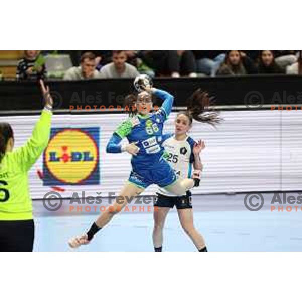 Tija Gomilar Zickero in action during World Cup 2023 Qualification match between Slovenia and Italy in Ljubljana, Slovenia on April 12, 2023 