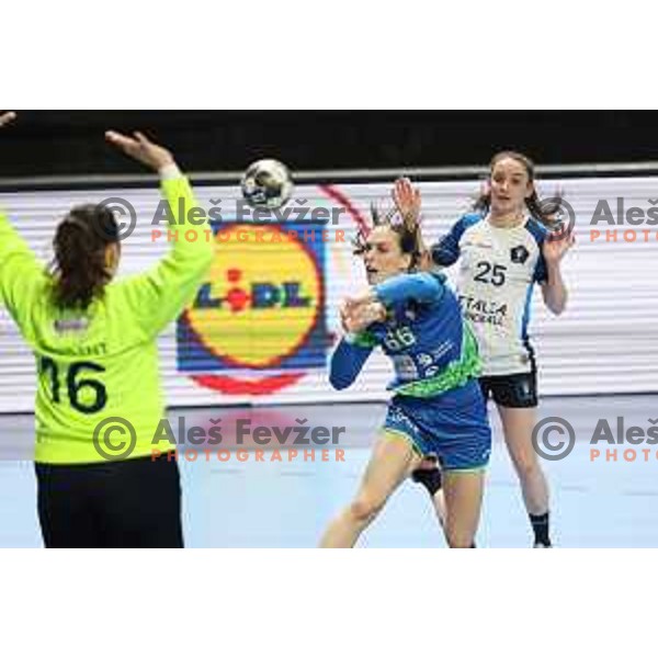 Tija Gomilar Zickero in action during World Cup 2023 Qualification match between Slovenia and Italy in Ljubljana, Slovenia on April 12, 2023 