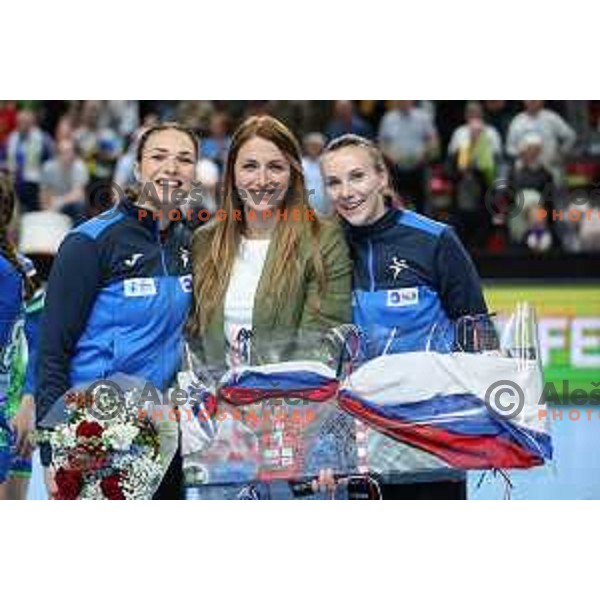 Maja Vojnovic, Branka Zec and Amra Pandzic during World Cup 2023 Qualification match between Slovenia and Italy in Ljubljana, Slovenia on April 12, 2023