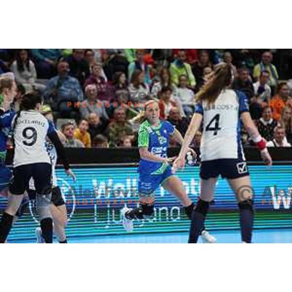 Barbara Lazovic in action during World Cup 2023 Qualification match between Slovenia and Italy in Ljubljana, Slovenia on April 12, 2023 