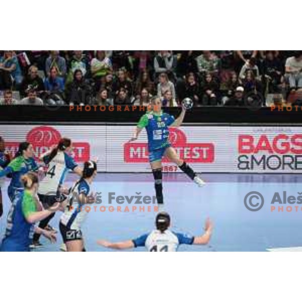 Barbara Lazovic in action during World Cup 2023 Qualification match between Slovenia and Italy in Ljubljana, Slovenia on April 12, 2023 