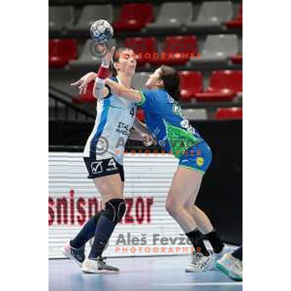 in action during World Cup 2023 Qualification match between Slovenia and Italy in Ljubljana, Slovenia on April 12, 2023