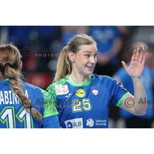 Barbara Lazovic in action during World Cup 2023 Qualification match between Slovenia and Italy in Ljubljana, Slovenia on April 12, 2023 