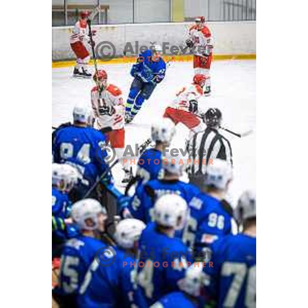 in action during friendly ice hockey match between Slovenia and Poland in Ledna Dvorana, Maribor, Slovenia on April 13, 2023. Photo: Jure Banfi