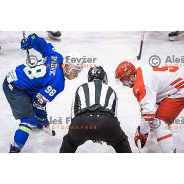 in action during friendly ice hockey match between Slovenia and Poland in Ledna Dvorana, Maribor, Slovenia on April 13, 2023. Photo: Jure Banfi