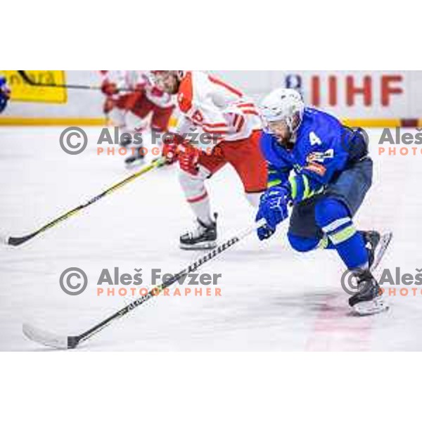 in action during friendly ice hockey match between Slovenia and Poland in Ledna Dvorana, Maribor, Slovenia on April 13, 2023. Photo: Jure Banfi