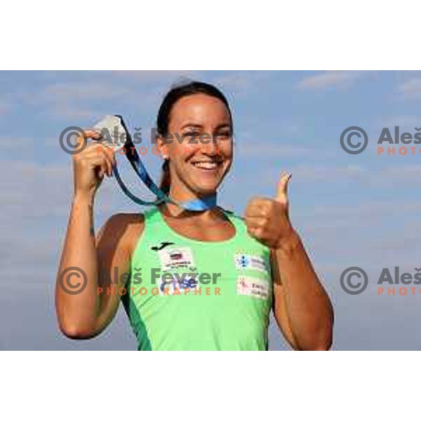 Anja Osterman during kayak practice session in Ankaran, Slovenia on October 6, 2022 