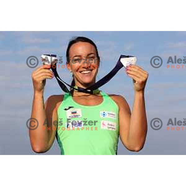 Anja Osterman during kayak practice session in Ankaran, Slovenia on October 6, 2022 