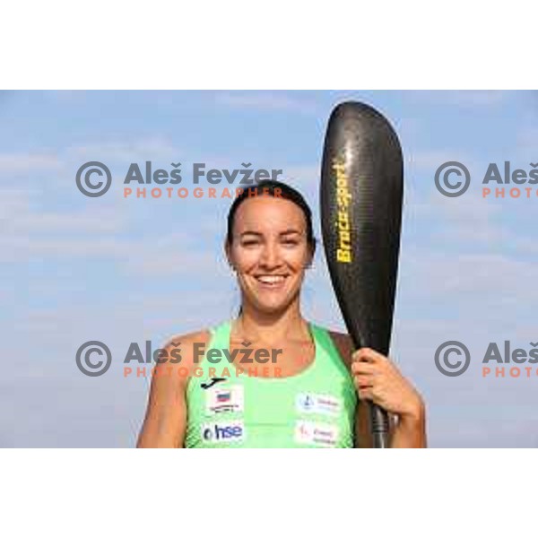 Anja Osterman during kayak practice session in Ankaran, Slovenia on October 6, 2022