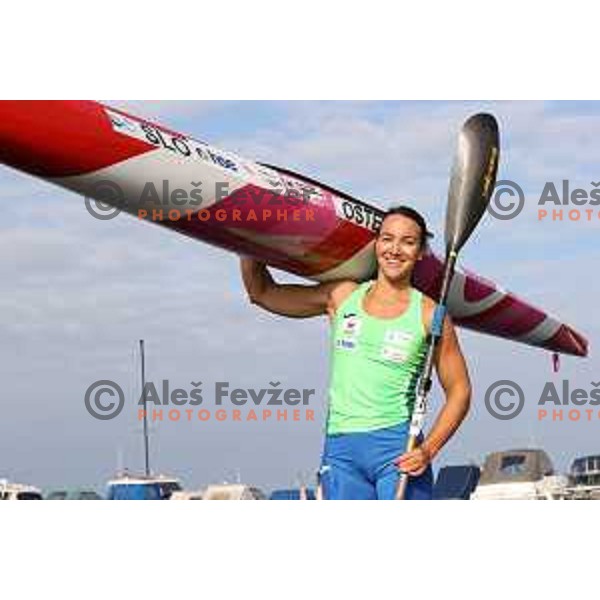 Anja Osterman during kayak practice session in Ankaran, Slovenia on October 6, 2022