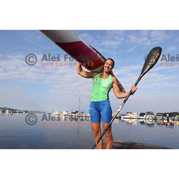 Anja Osterman during kayak practice session in Ankaran, Slovenia on October 6, 2022