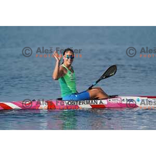 Anja Osterman during kayak practice session in Ankaran, Slovenia on October 6, 2022