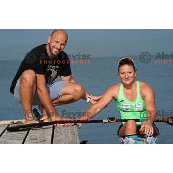 Spela Ponomarenko Janic during kayak practice session in Zusterna, Koper, Slovenia on October 6, 2022