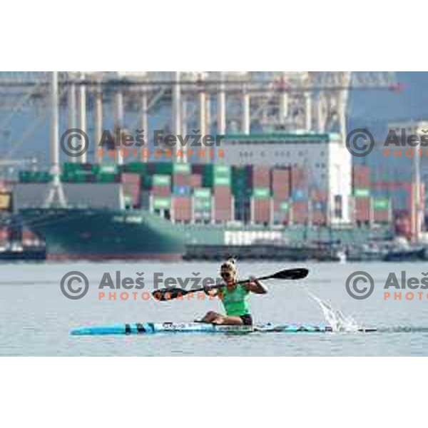 Spela Ponomarenko Janic during kayak practice session in Zusterna, Koper, Slovenia on October 6, 2022