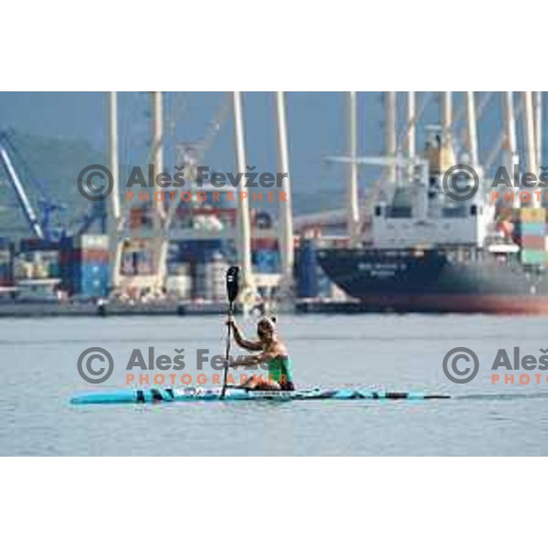 Spela Ponomarenko Janic during kayak practice session in Zusterna, Koper, Slovenia on October 6, 2022