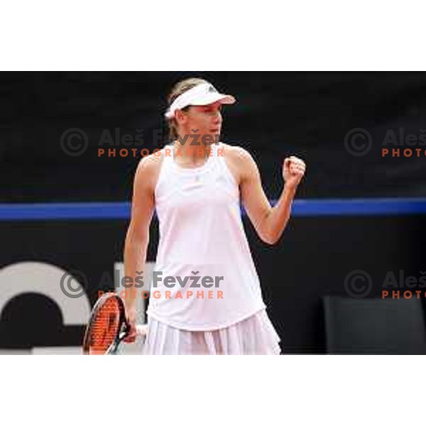 Kaja Juvan (SLO) in action during Bilie Jean King Cup between Slovenia and Romania in SRC Bonifika, Koper, Slovenia on April 14, 2023