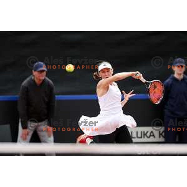 Kaja Juvan (SLO) in action during Bilie Jean King Cup between Slovenia and Romania in SRC Bonifika, Koper, Slovenia on April 14, 2023