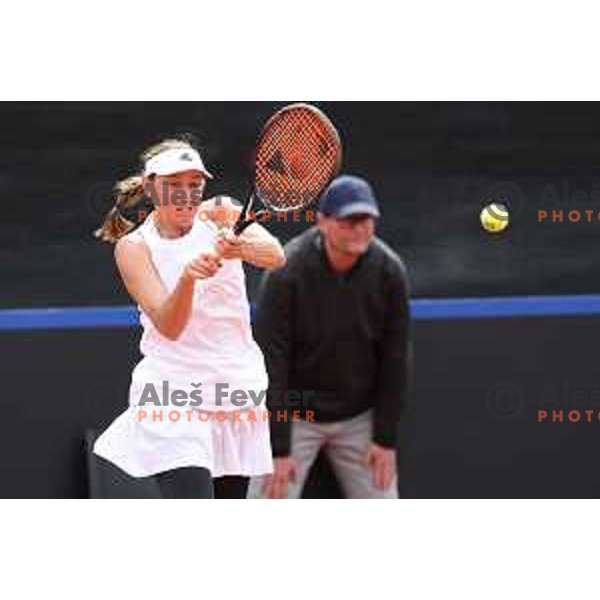 Kaja Juvan (SLO) in action during Bilie Jean King Cup between Slovenia and Romania in SRC Bonifika, Koper, Slovenia on April 14, 2023