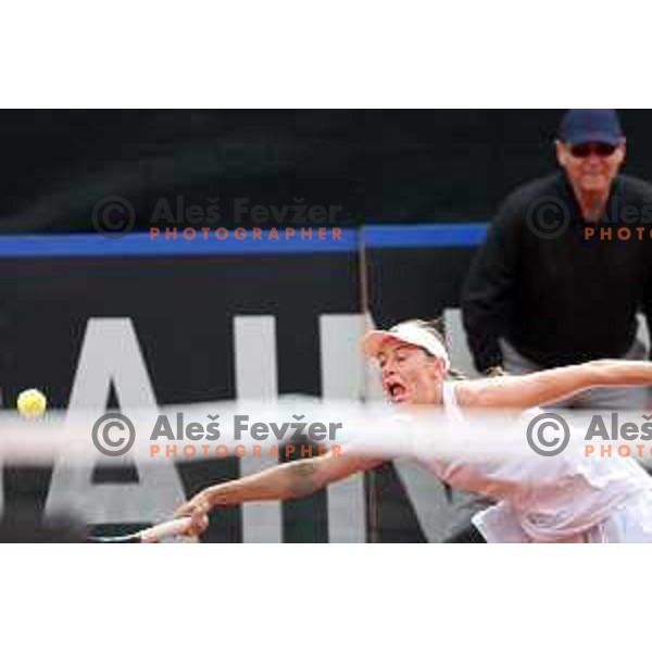 Kaja Juvan (SLO) in action during Bilie Jean King Cup between Slovenia and Romania in SRC Bonifika, Koper, Slovenia on April 14, 2023