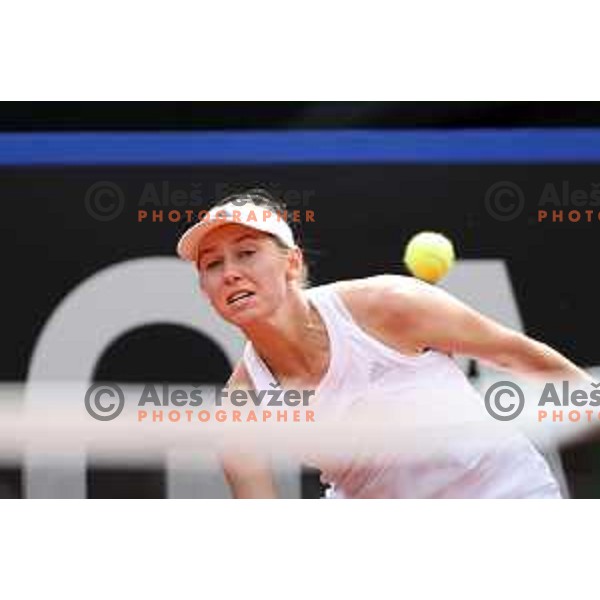 Kaja Juvan (SLO) in action during Bilie Jean King Cup between Slovenia and Romania in SRC Bonifika, Koper, Slovenia on April 14, 2023