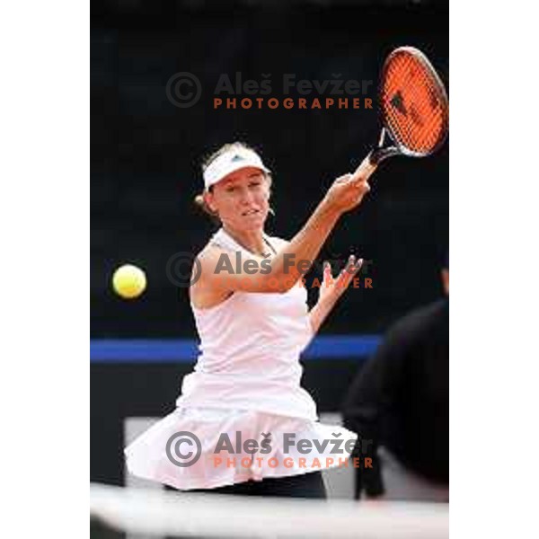 Kaja Juvan (SLO) in action during Bilie Jean King Cup between Slovenia and Romania in SRC Bonifika, Koper, Slovenia on April 14, 2023