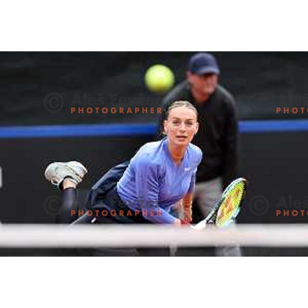 Ana Bogdan (ROU) in action during Bilie Jean King Cup between Slovenia and Romania in SRC Bonifika, Koper, Slovenia on April 14, 2023